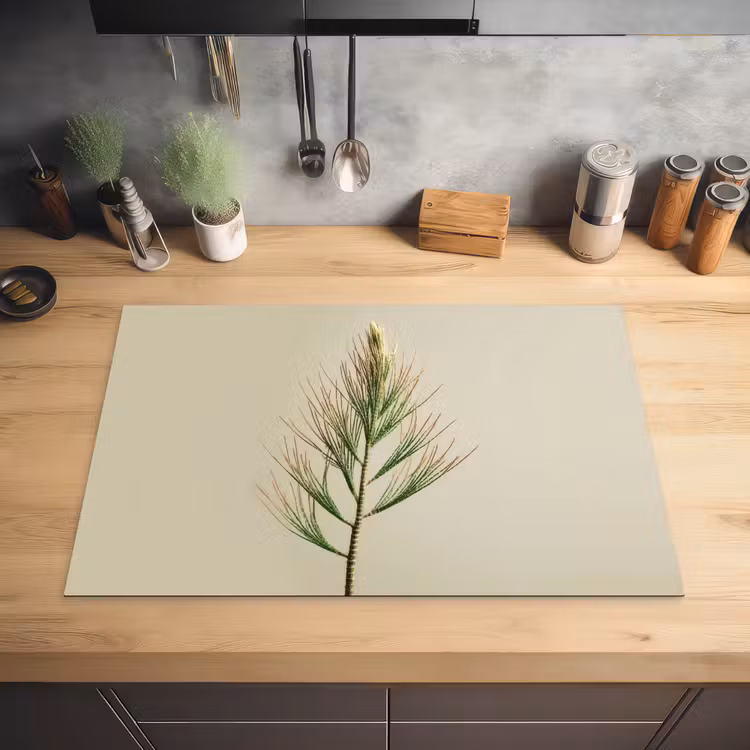 Dennentak - Naaldvormige bladeren - Lichtgroen Inductie beschermer vinyl 3mm klein -sfeer5