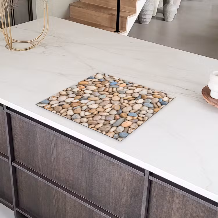 Kiezelstenen - Natuur - Textuur - Beige - Grijs Inductie beschermer vinyl 3mm middel -sfeer8