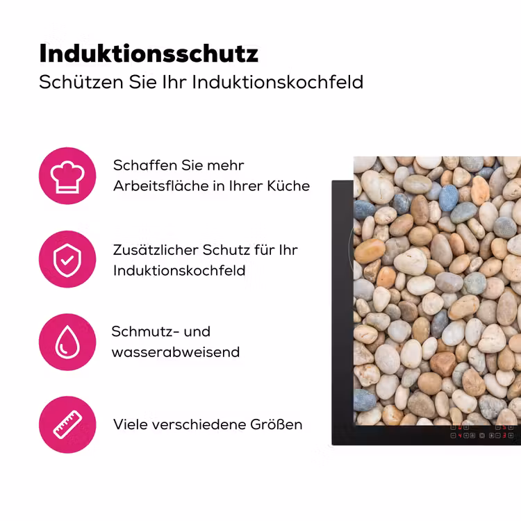 Kiezelstenen - Natuur - Textuur - Beige - Grijs Inductie beschermer vinyl 3mm middel -zzzzzzz-lf-ups