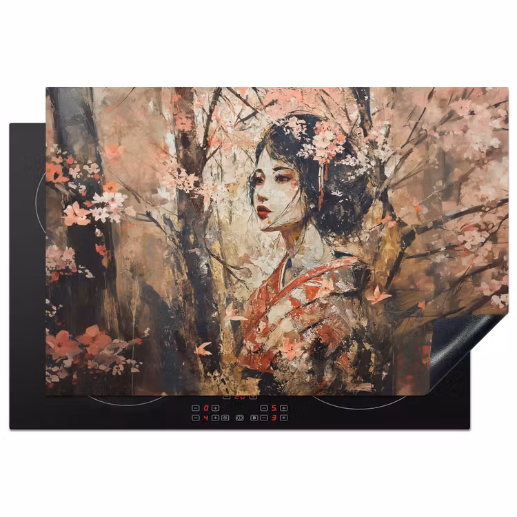 Kimono - Vrouw - kersenbomen Inductie beschermer vinyl 3mm klein -3d