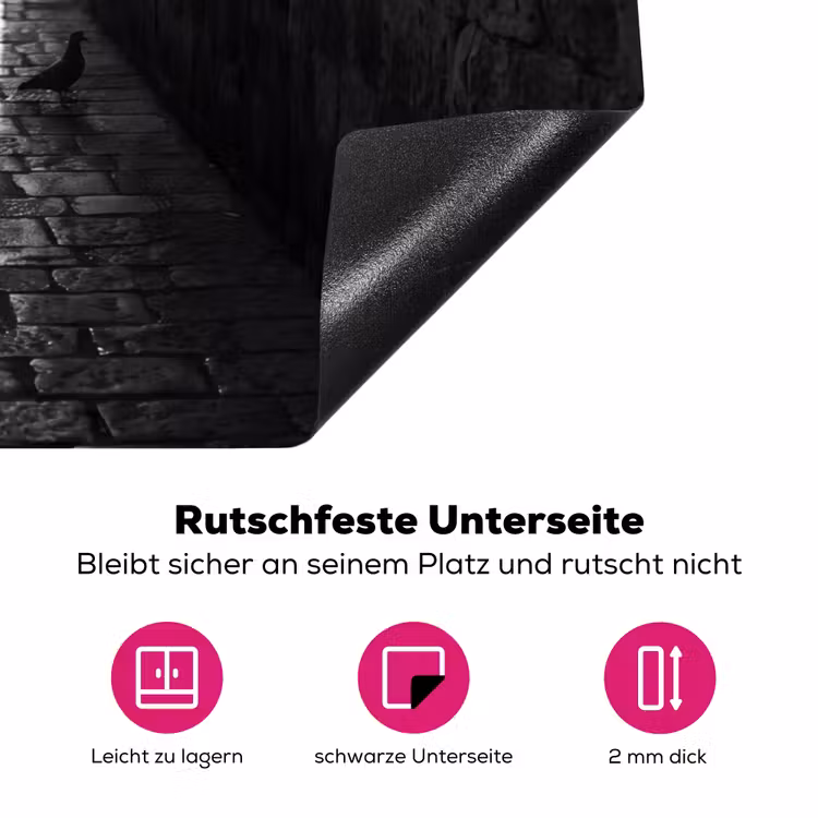 Kind - Vogel - Straat - Zwart-wit - Spelen Inductie beschermer vinyl 3mm klein -zzzzzzz-lf-onderkant