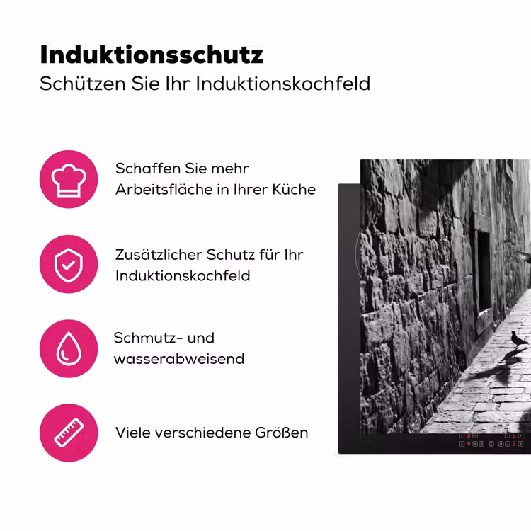Kind - Vogel - Straat - Zwart-wit - Spelen Inductie beschermer vinyl 3mm klein -zzzzzzz-lf-ups