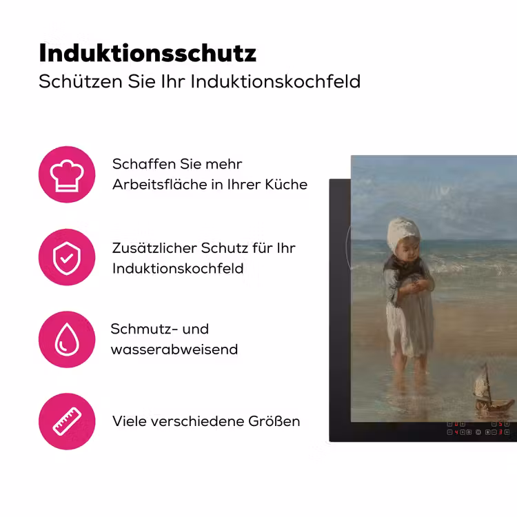 Kinderen der zee - Schilderij van Jozef Israëls Inductie beschermer vinyl 3mm klein -zzzzzzz-lf-ups