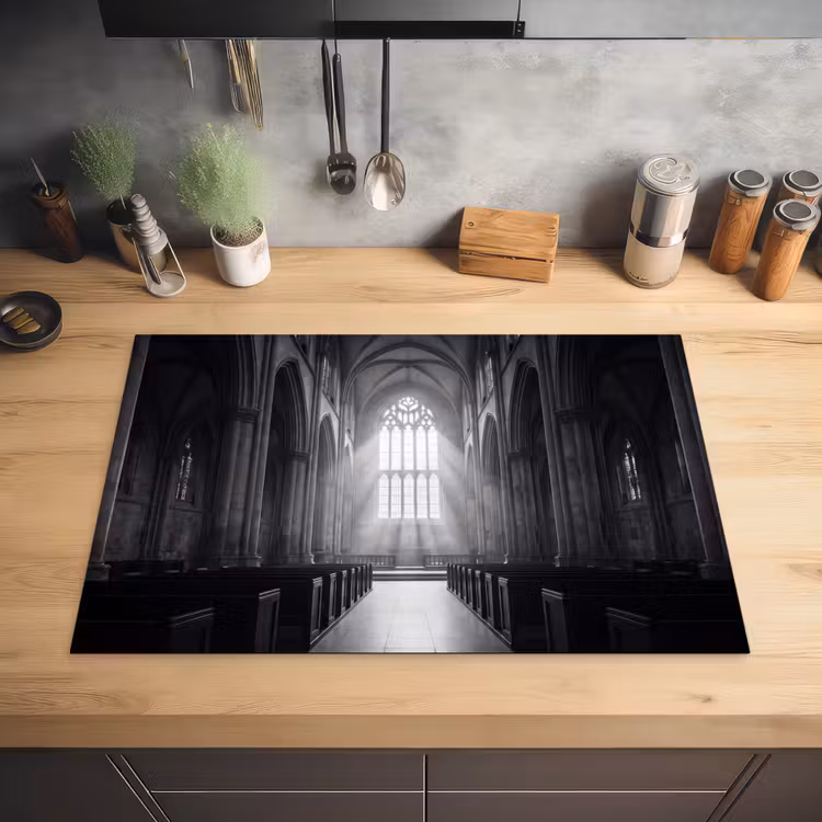 Kerk - Interieur - Lichtstralen - Architectuur - Klassiek Inductie beschermer vinyl 3mm klein -sfeer5