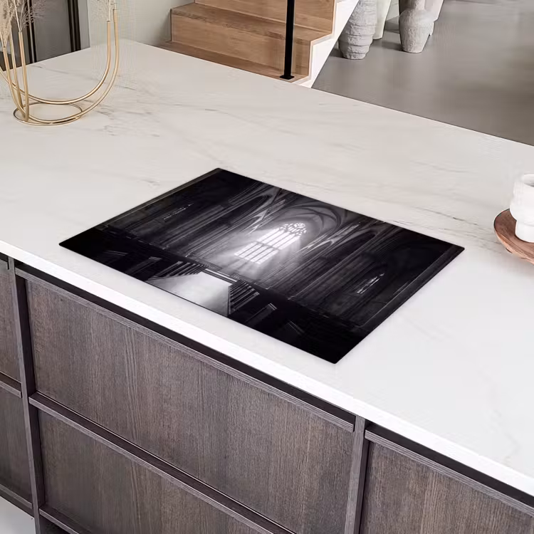 Kerk - Interieur - Lichtstralen - Architectuur - Klassiek Inductie beschermer vinyl 3mm klein -sfeer8