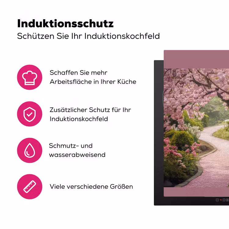 Kersenbloesem - Natuur - Sakura - Pad - Japanse tuin Inductie beschermer vinyl 3mm middel -zzzzzzz-lf-ups