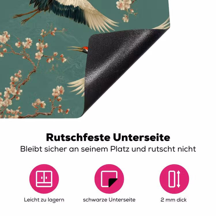Kersenbloesem - Kraamvogels - Groen Inductie beschermer vinyl 3mm klein 276 -zzzzzzz-lf-onderkant