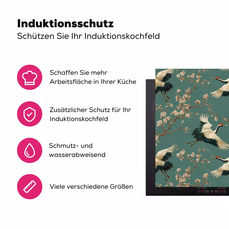 Kersenbloesem - Kraamvogels - Groen Inductie beschermer vinyl 3mm klein 276 -zzzzzzz-lf-ups