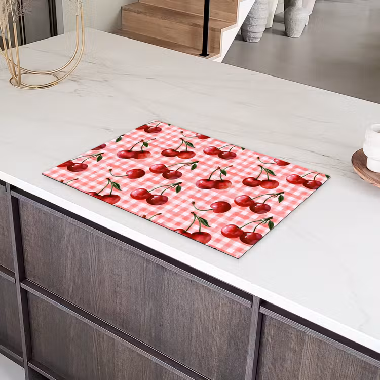 Kersen - Blokken - Rood Inductie beschermer vinyl 3mm klein 276 -sfeer8