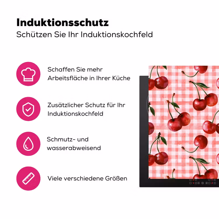 Kersen - Blokken - Rood Inductie beschermer vinyl 3mm klein 276 -zzzzzzz-lf-ups