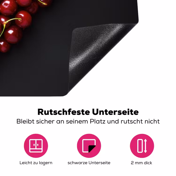 Kersen - Hart - Rood - Zwart Inductie beschermer vinyl 3mm klein -zzzzzzz-lf-onderkant