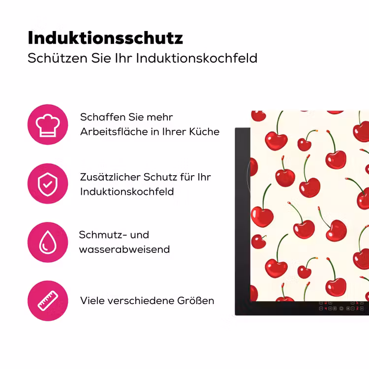 Kersen - Minimalistisch - Rood Inductie beschermer vinyl 3mm klein 276 -zzzzzzz-lf-ups