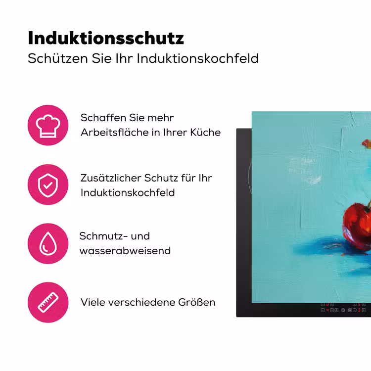 Kersen - Rood - Drie - Geverfd Inductie beschermer vinyl 3mm klein -zzzzzzz-lf-ups