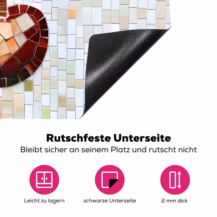 Kersen - Rood - Mozaïek - Blaadjes Inductie beschermer vinyl 3mm klein -zzzzzzz-lf-onderkant