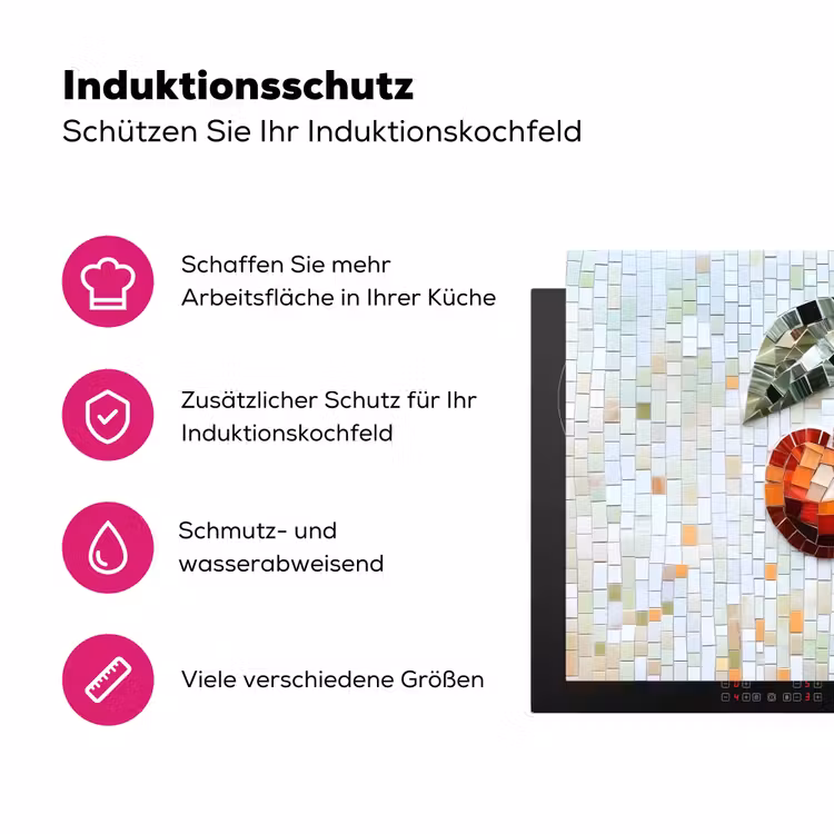 Kersen - Rood - Mozaïek - Blaadjes Inductie beschermer vinyl 3mm klein -zzzzzzz-lf-ups