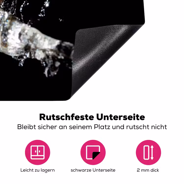 Kiwi - Fruit - Stilleven - Water - Zwart Inductie beschermer vinyl 3mm klein -zzzzzzz-lf-onderkant