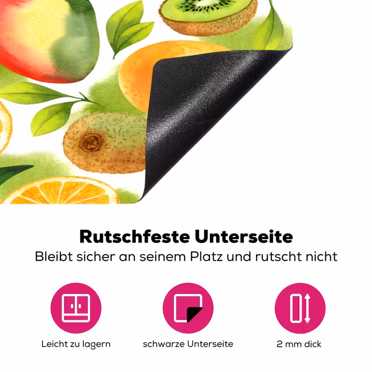 Kiwi - Sinasappel - Mango - Perzik Inductie beschermer vinyl 3mm klein 276 -zzzzzzz-lf-onderkant