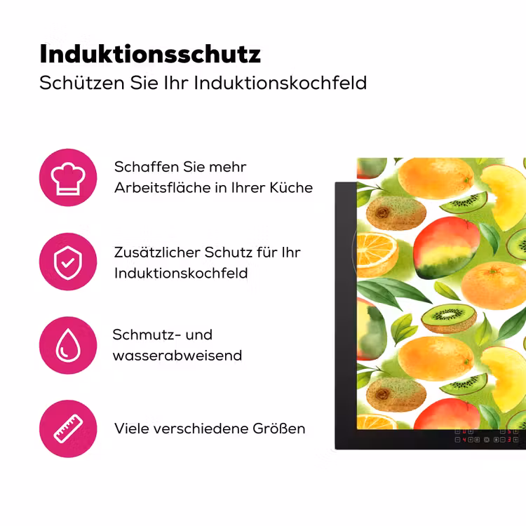 Kiwi - Sinasappel - Mango - Perzik Inductie beschermer vinyl 3mm klein 276 -zzzzzzz-lf-ups