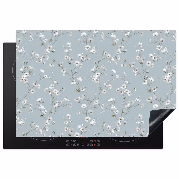 Klassiek - Bloemen - Blauw Inductie beschermer vinyl 3mm klein 276 -3d