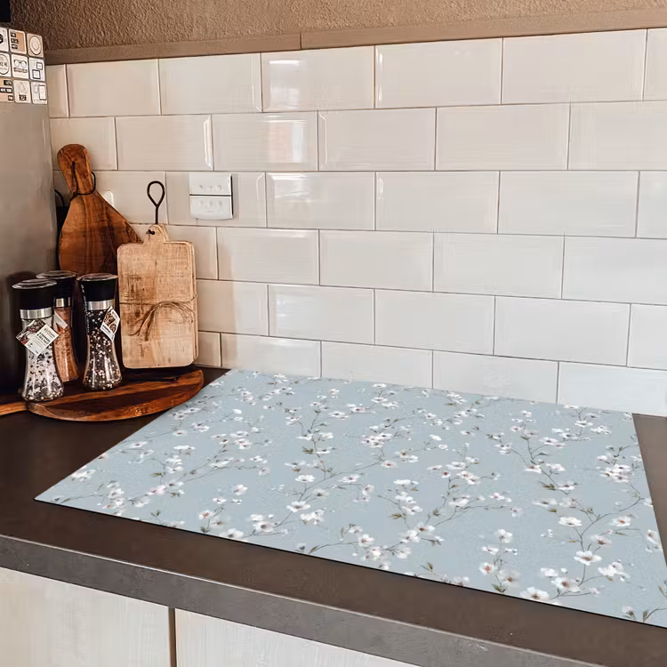 Klassiek - Bloemen - Blauw Inductie beschermer vinyl 3mm klein 276 -sfeer3