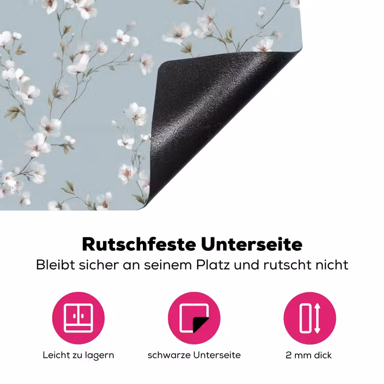 Klassiek - Bloemen - Blauw Inductie beschermer vinyl 3mm klein 276 -zzzzzzz-lf-onderkant