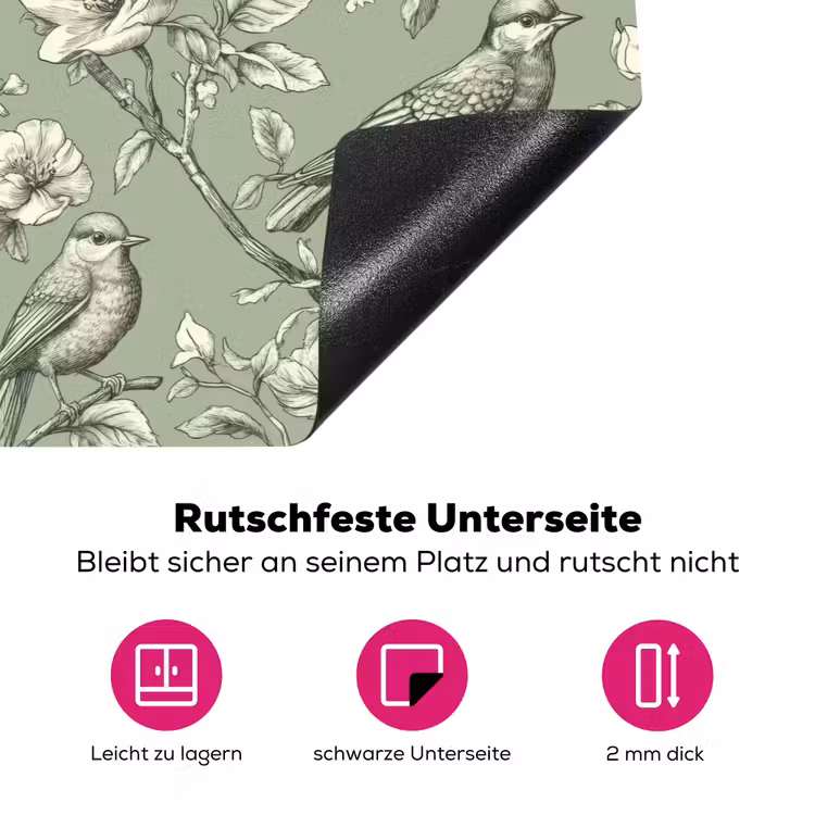 Klassiek - Botanisch - Groen Inductie beschermer vinyl 3mm klein 276 -zzzzzzz-lf-onderkant