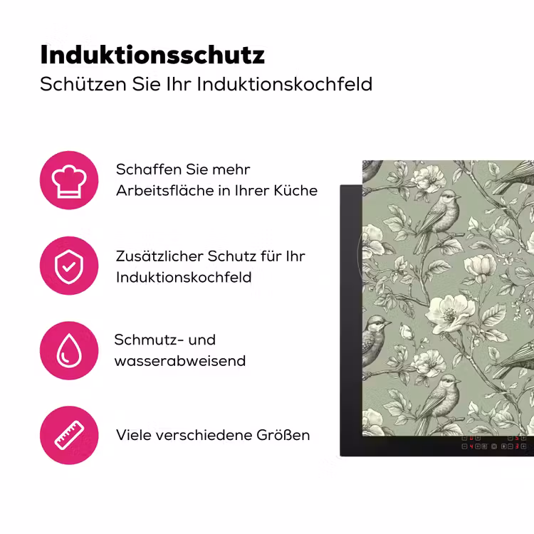 Klassiek - Botanisch - Groen Inductie beschermer vinyl 3mm klein 276 -zzzzzzz-lf-ups