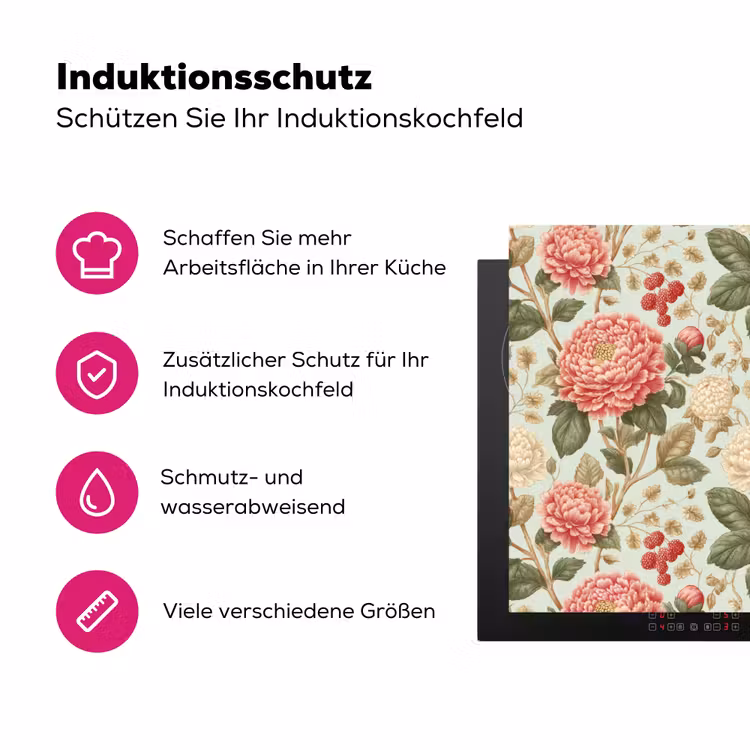 Klassiek - Botanisch - Veelkleurig Inductie beschermer vinyl 3mm klein 276 -zzzzzzz-lf-ups