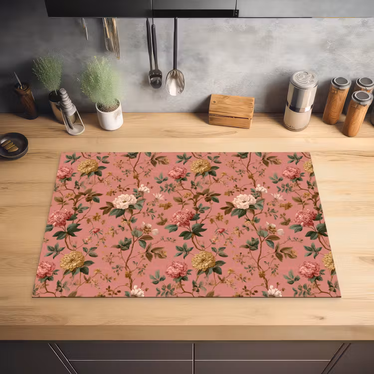 Klassiek - Botanisch - Roze Inductie beschermer vinyl 3mm klein 276 -sfeer5
