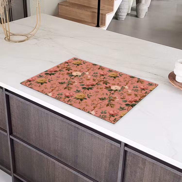 Klassiek - Botanisch - Roze Inductie beschermer vinyl 3mm klein 276 -sfeer8
