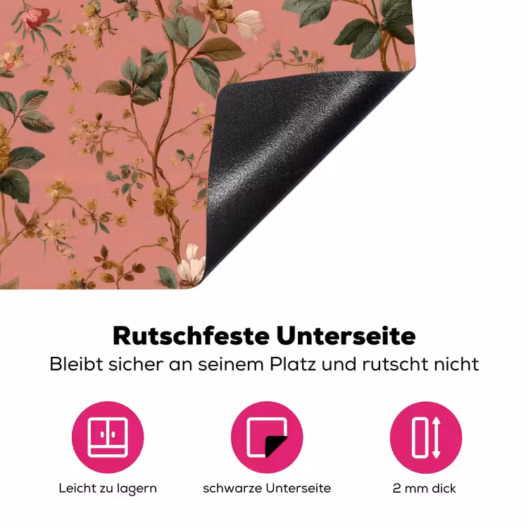 Klassiek - Botanisch - Roze Inductie beschermer vinyl 3mm klein 276 -zzzzzzz-lf-onderkant