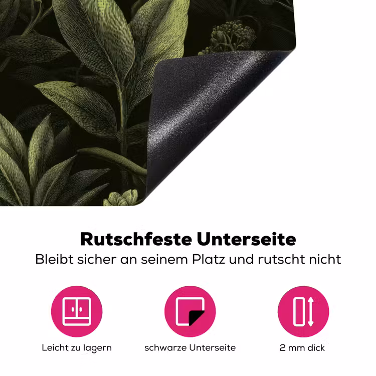 Klassiek - Donker - Botanisch - Planten Inductie beschermer vinyl 3mm klein 276 -zzzzzzz-lf-onderkant