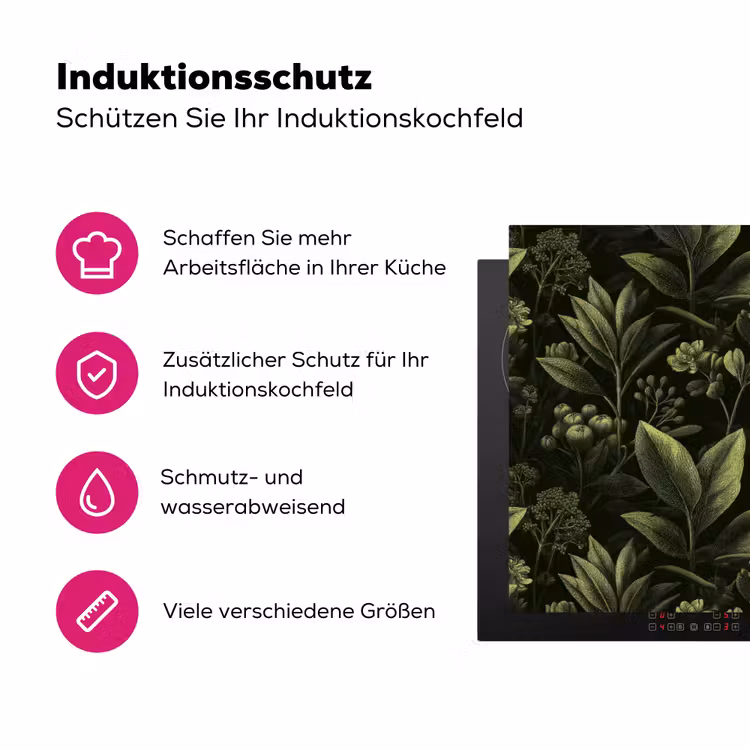 Klassiek - Donker - Botanisch - Planten Inductie beschermer vinyl 3mm klein 276 -zzzzzzz-lf-ups