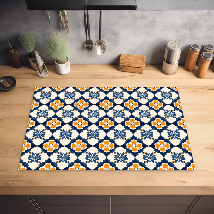 Klassiek - Geometrisch - Blauw Inductie beschermer vinyl 3mm klein 276 -sfeer5