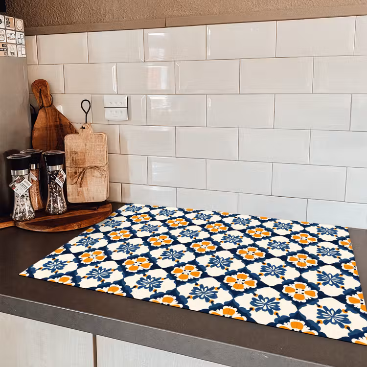 Klassiek - Geometrisch - Blauw Inductie beschermer vinyl 3mm klein 276 -sfeer3