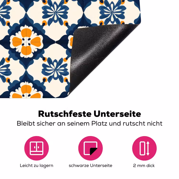 Klassiek - Geometrisch - Blauw Inductie beschermer vinyl 3mm klein 276 -zzzzzzz-lf-onderkant