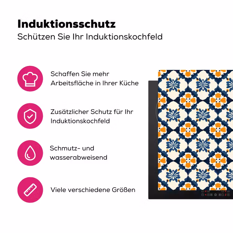 Klassiek - Geometrisch - Blauw Inductie beschermer vinyl 3mm klein 276 -zzzzzzz-lf-ups