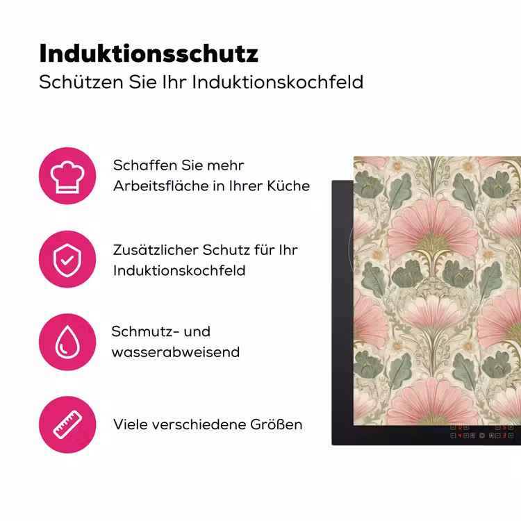 Klassiek - Patroon - Roze Inductie beschermer vinyl 3mm klein 276 -zzzzzzz-lf-ups