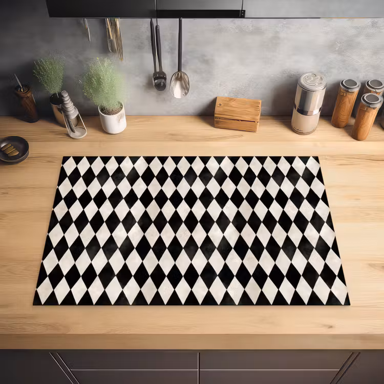 Klassiek - Patroon - Zwart Inductie beschermer vinyl 3mm klein 276 -sfeer5