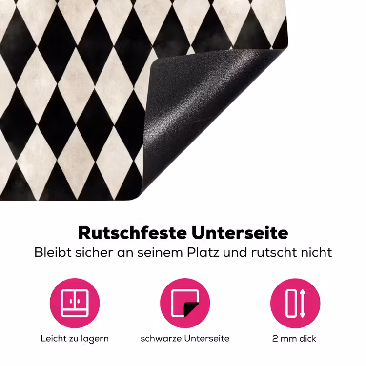 Klassiek - Patroon - Zwart Inductie beschermer vinyl 3mm klein 276 -zzzzzzz-lf-onderkant