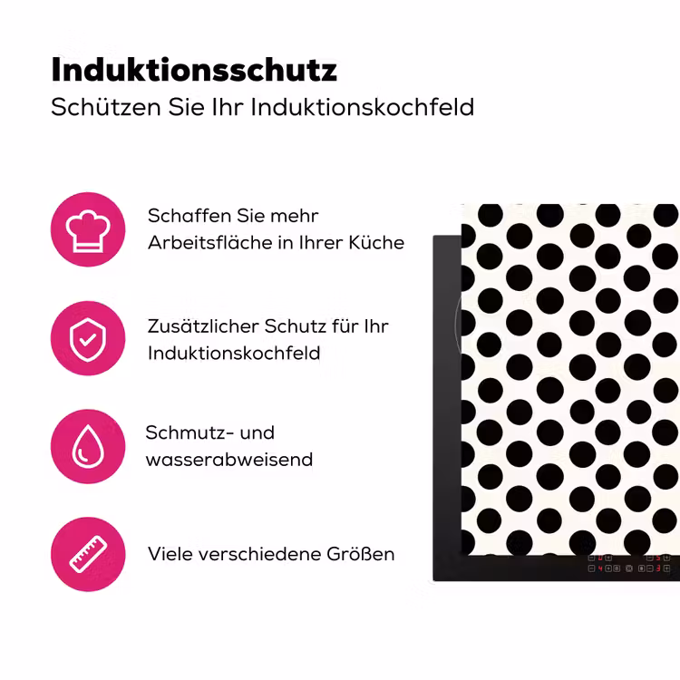 Klassiek - Stippen - Zwart Inductie beschermer vinyl 3mm klein 276 -zzzzzzz-lf-ups