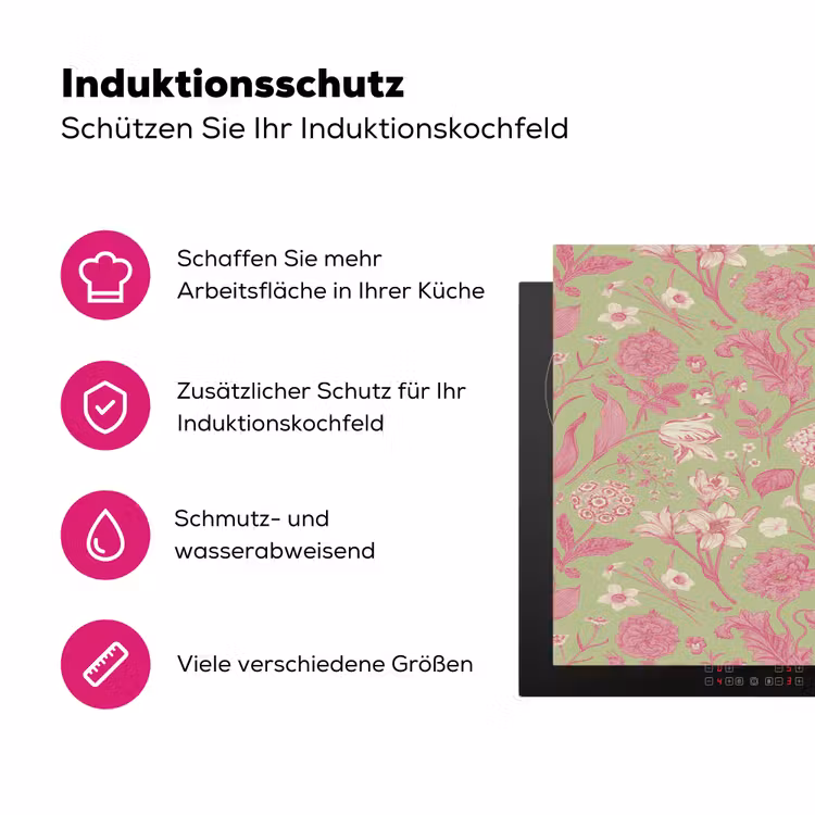 Classic - Pink - Mint Inductie beschermer vinyl 3mm klein 276 -zzzzzzz-lf-ups