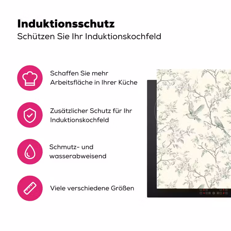 Klassiek - Vogels - Groen Inductie beschermer vinyl 3mm klein 276 -zzzzzzz-lf-ups