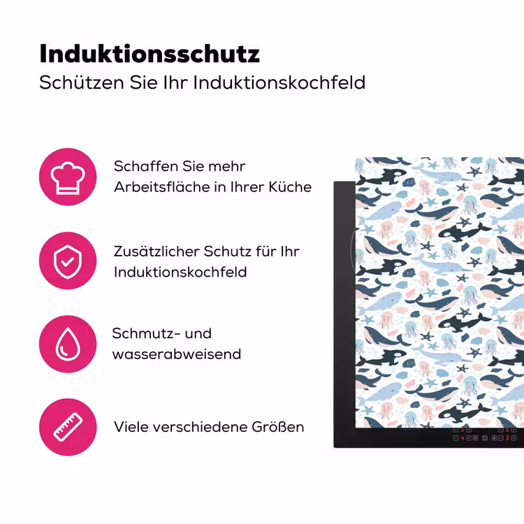 Klein - Oceaan - Walvissen - Octopus Inductie beschermer vinyl 3mm klein 276 -zzzzzzz-lf-ups