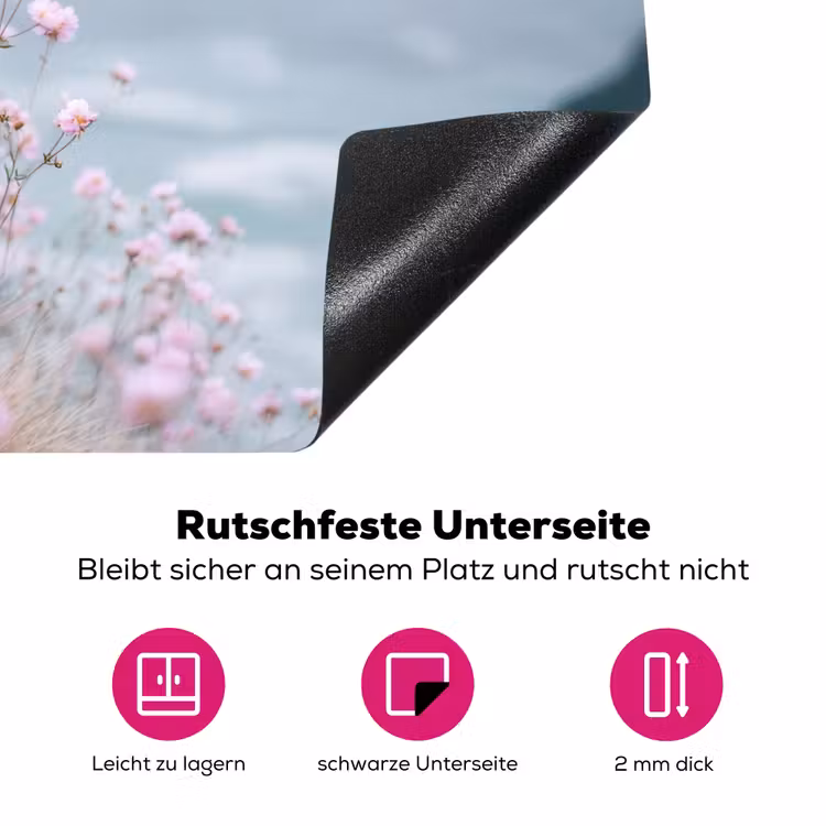 Klif - Bloemen - Zee - Roze Inductie beschermer vinyl 3mm klein -zzzzzzz-lf-onderkant