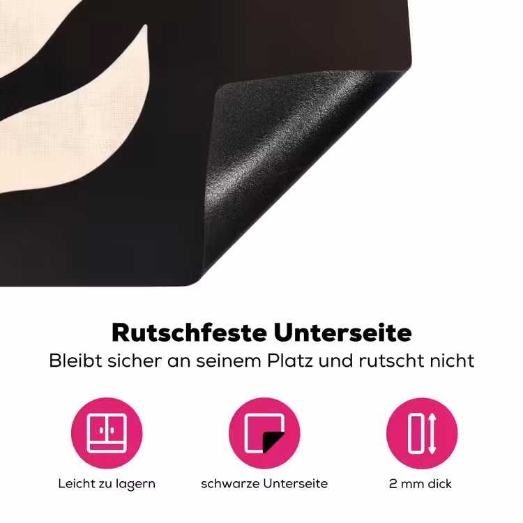 Blad - Wit - Minimalistisch Inductie beschermer vinyl 3mm klein -zzzzzzz-lf-onderkant