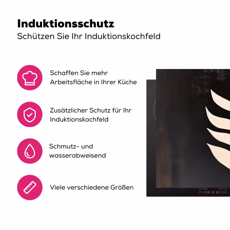 Blad - Wit - Minimalistisch Inductie beschermer vinyl 3mm klein -zzzzzzz-lf-ups