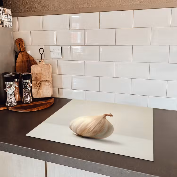 Knoflook - Natuurlijk - Beige Inductie beschermer vinyl 3mm middel -sfeer3