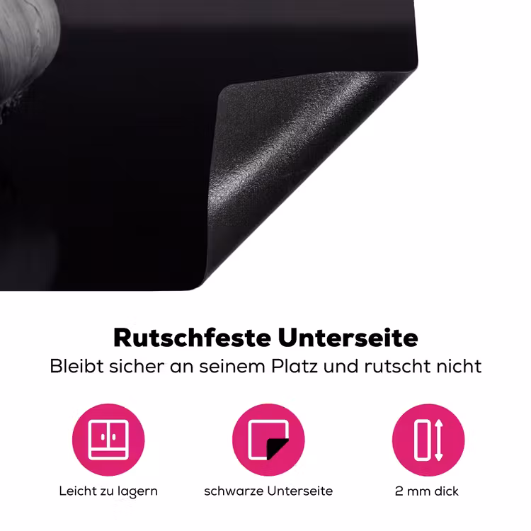 Knoflook - Zwart - Wit Inductie beschermer vinyl 3mm klein -zzzzzzz-lf-onderkant