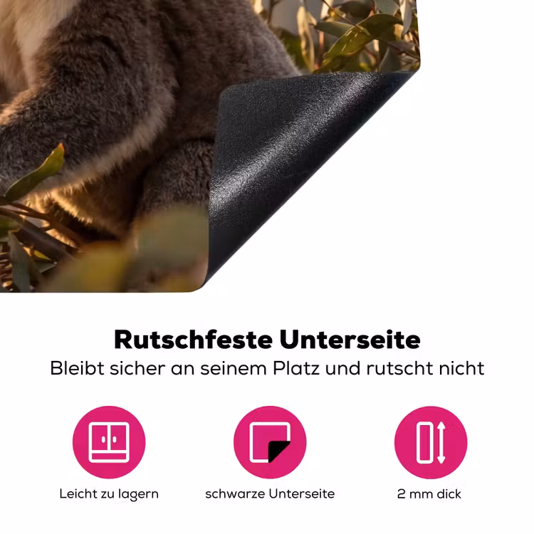 Koala - Bladeren - Ochtendlicht Inductie beschermer vinyl 3mm klein -zzzzzzz-lf-onderkant